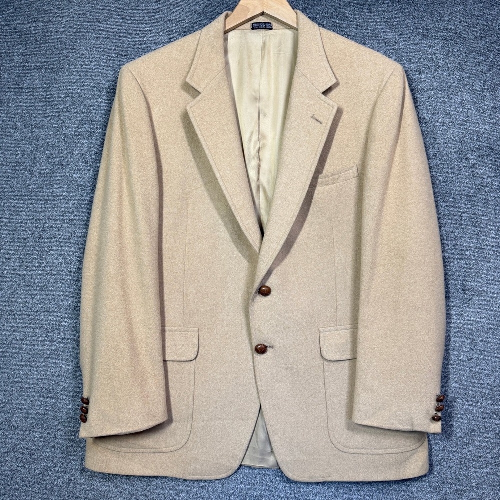 Saxony Hall Blazer Mens 100% Camel Hair Sport Coat Tan Vintage 2 Button 45 Chest